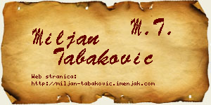 Miljan Tabaković vizit kartica